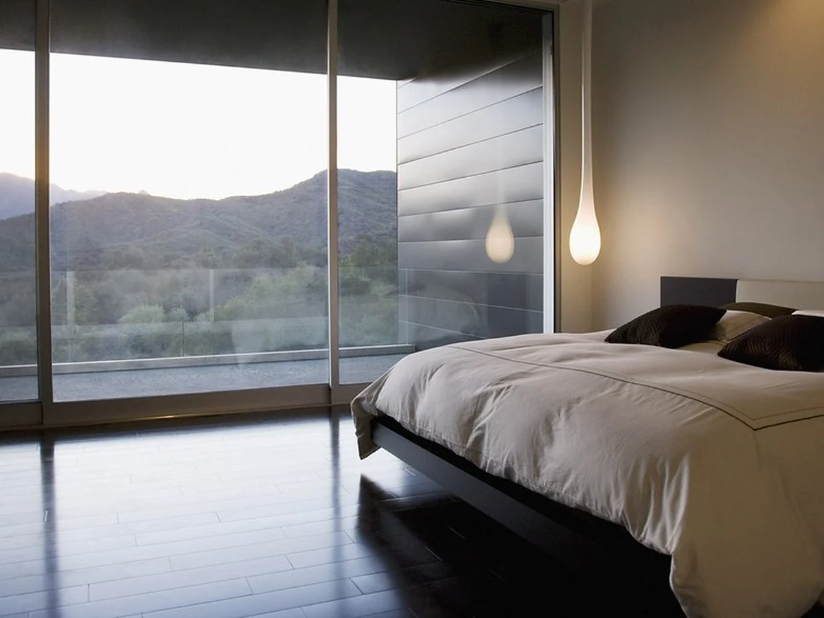 Bedroom with a view in a serviced apartment