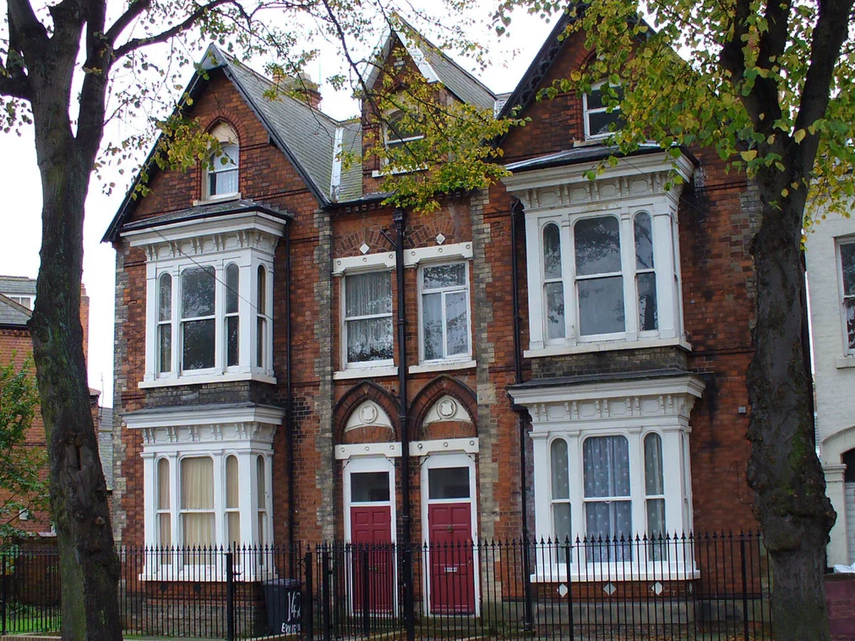 Row of residential townhouses in Europe